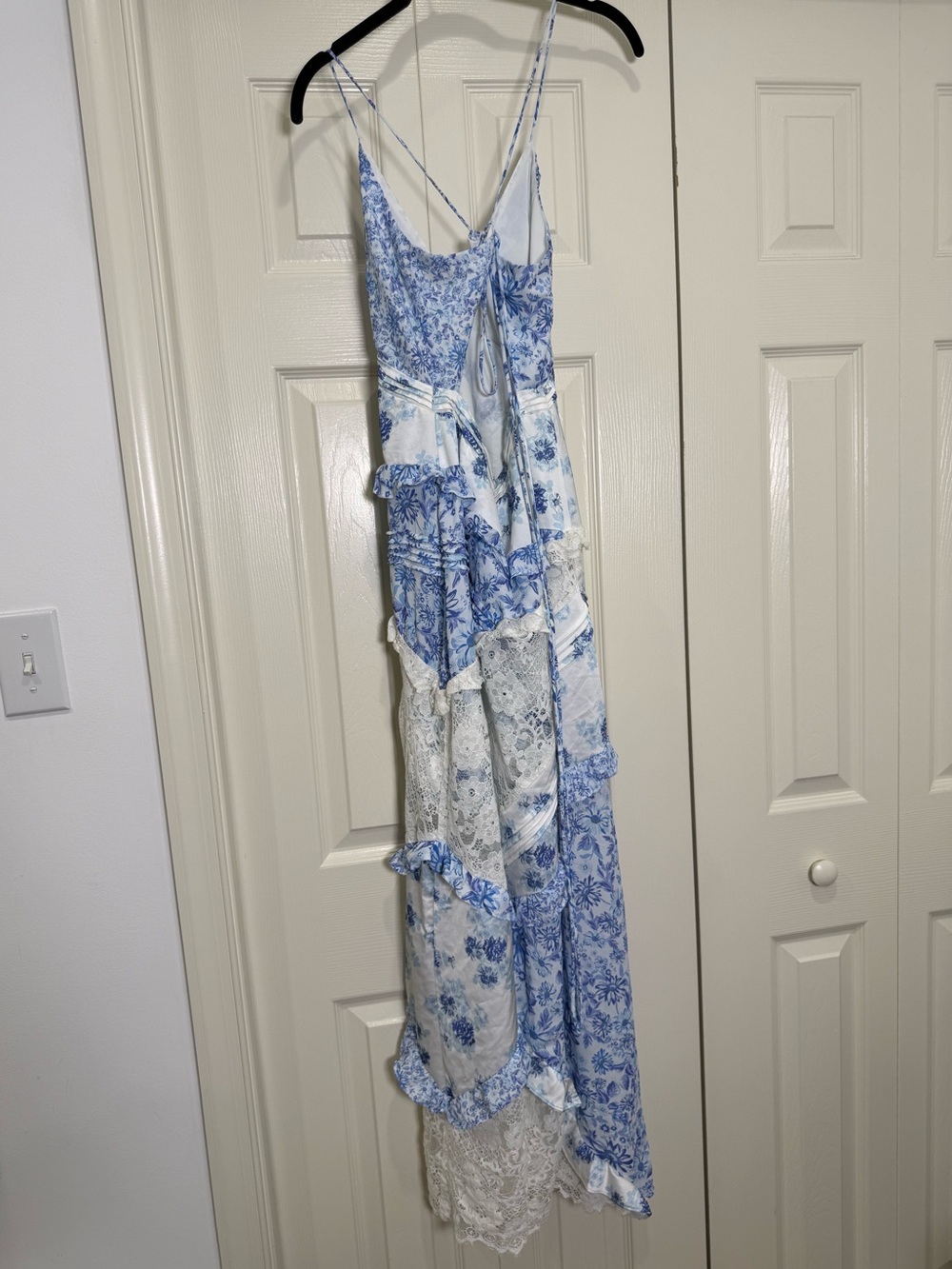 For Love & Lemons Rosalyn Maxi Dress Blue and White Floral Lace Size Medium - Picture 5 of 16